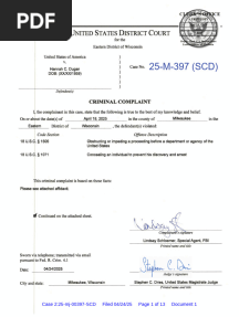 Dugan Criminal Complaint