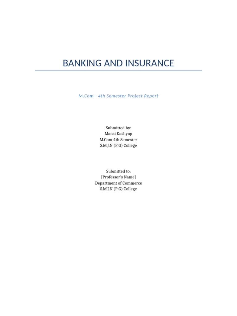 Banking and Insurance Project Report | PDF | Banks | Reserve Bank Of India