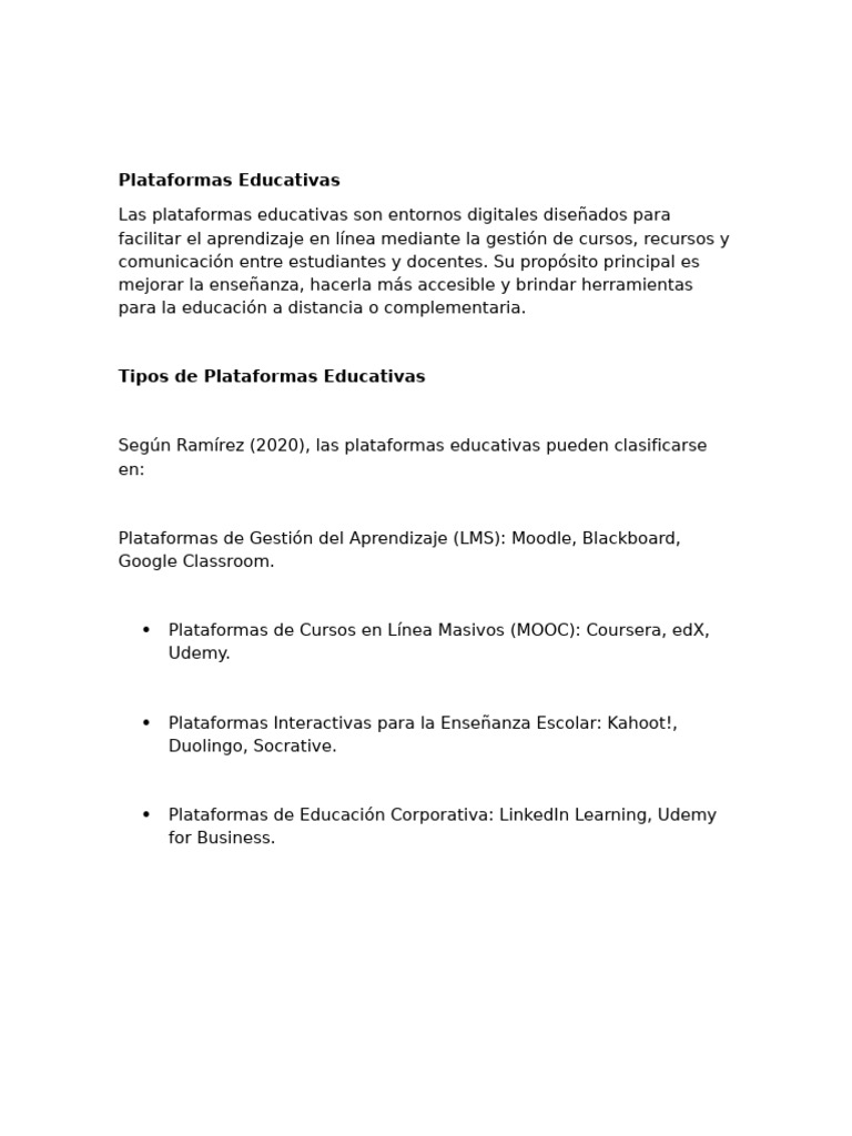 Tipos y Beneficios de Plataformas Educativas | PDF | Curso abierto ...