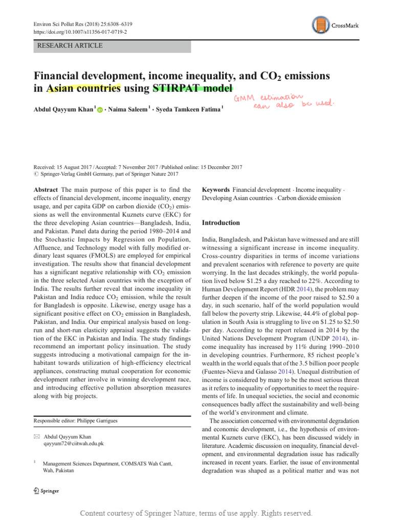 Financial Development Income Inequality and CO2 em | PDF | Economic ...