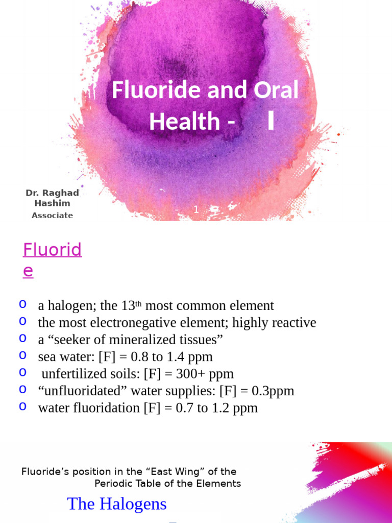 Fluoride Oral Health - I | PDF | Human Tooth | Tooth Enamel