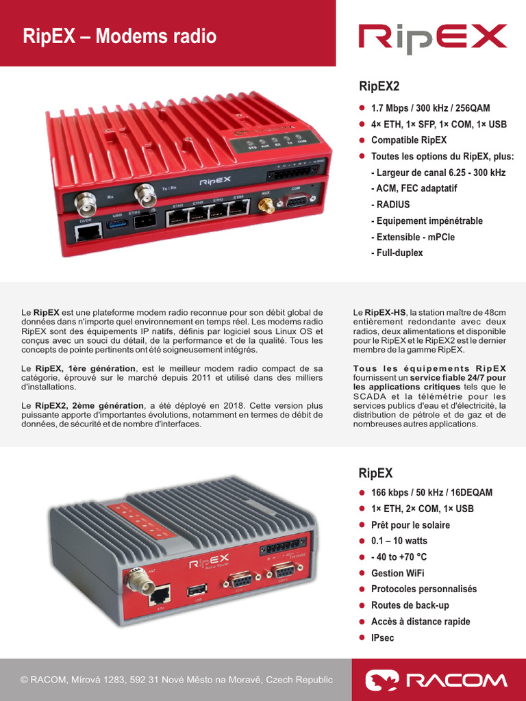Modems Radio RipEX et RipEX2 | PDF | Débit binaire | Protocoles Internet