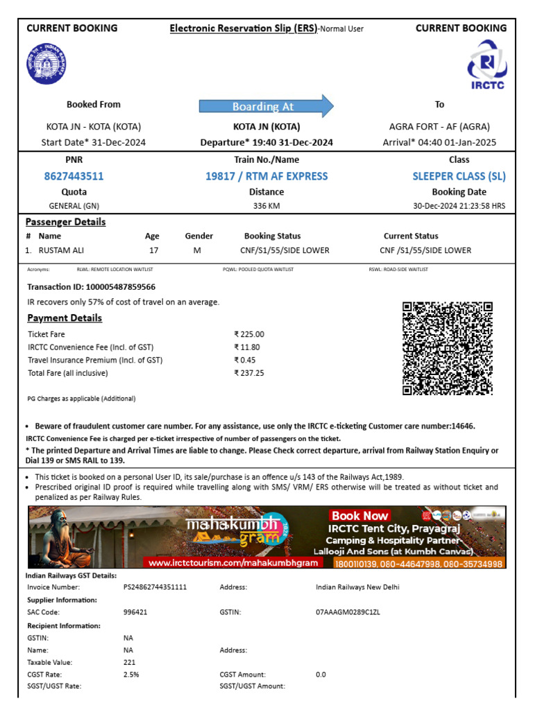 AF Express Booking Confirmation | PDF | Identity Document