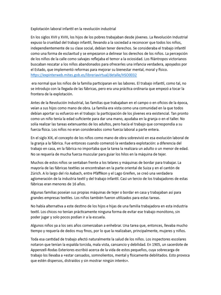 Explotación infantil en la Revolución Industrial | PDF | Trabajo ...