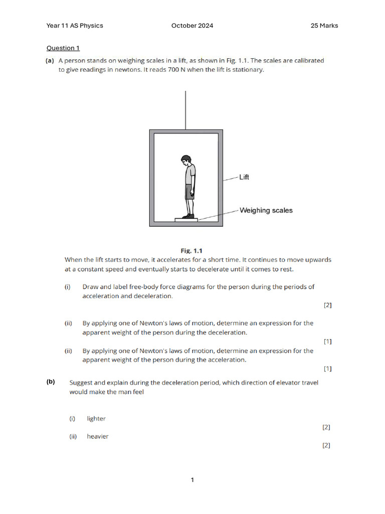 Year 11 AS Physics Dynamics Test | PDF
