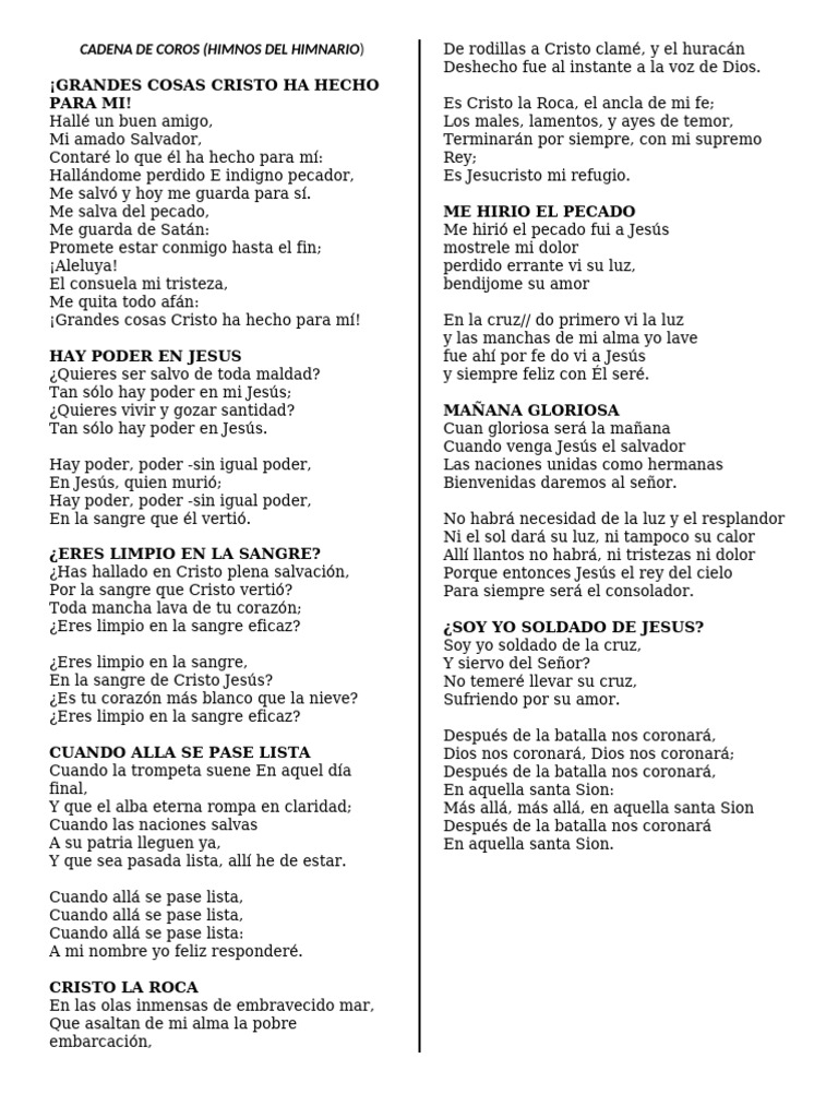 Cadena De Coros Pdf Cristo Título Jesús