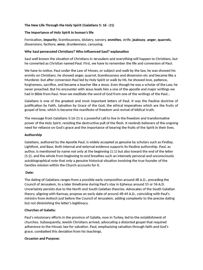 The Transformative Power of the Holy Spirit | PDF | Paul The Apostle ...