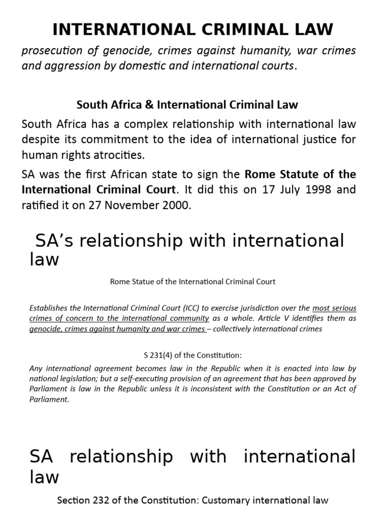 17th Lecture - International Criminal Law | PDF | International Criminal Court | International ...