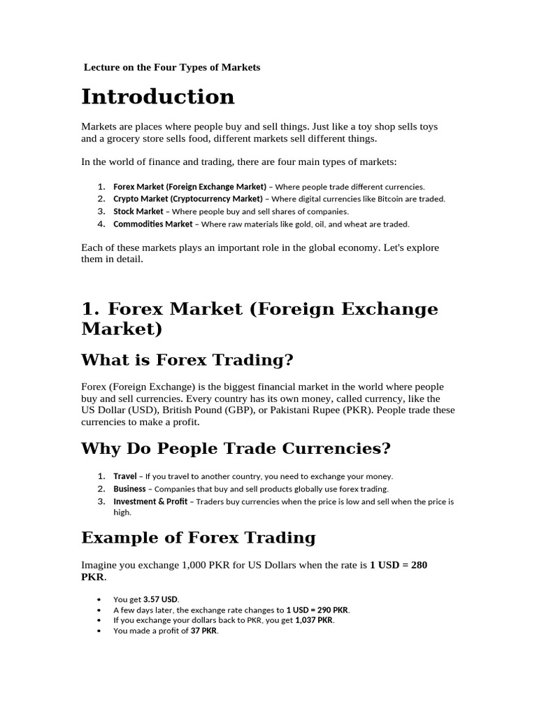 Lecture On The Four Types of Markets | PDF | Foreign Exchange Market |  United States Dollar