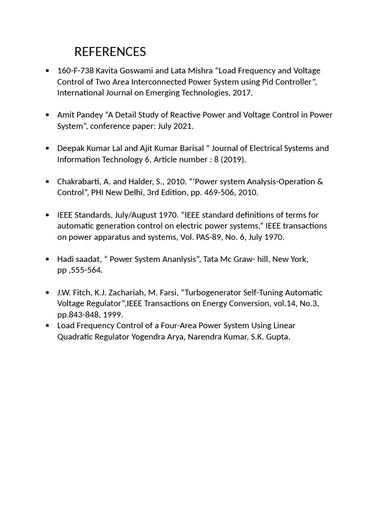 Power System Control Research References | PDF