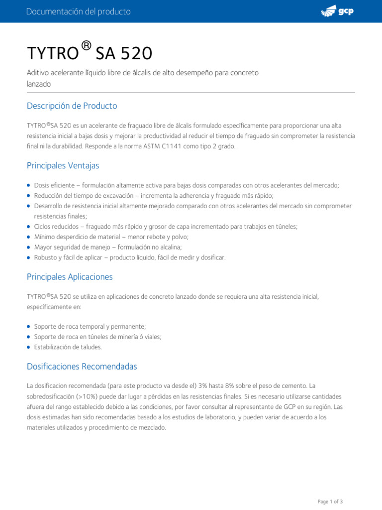 GCPAT Tytro Sa 520 MX 12051 | PDF | Hormigón | Materiales