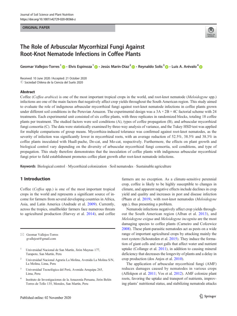 The Role of Arbuscular Mycorrhizal Fungi Against Root-Knot Nematode ...