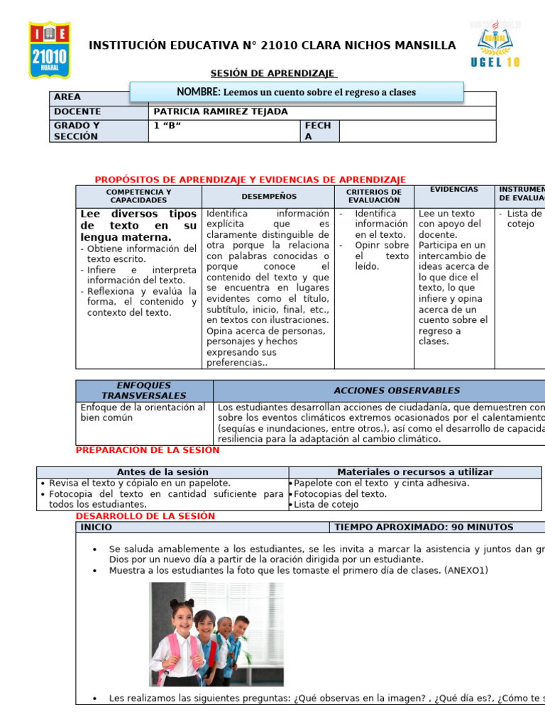 Cuento: Mi Primer Día de Clases | PDF | Aprendizaje | Cognición