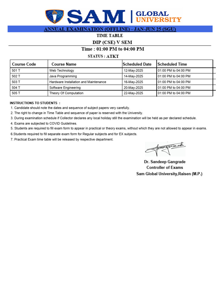 DIP (CSE) V SEM ATKT Exam | PDF
