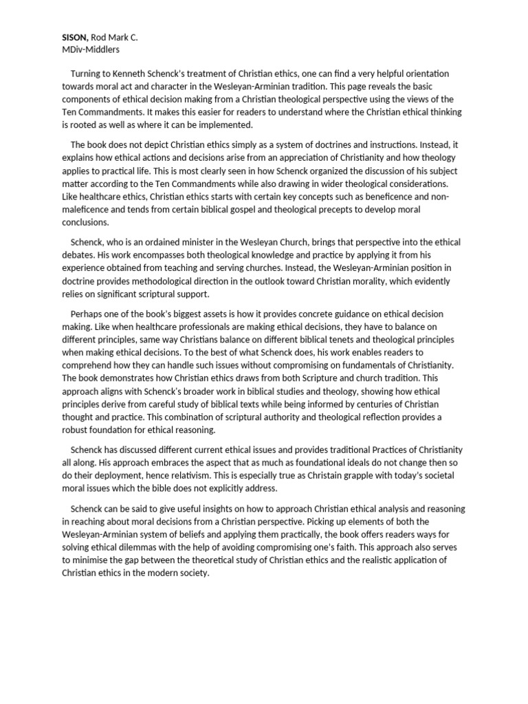 Sison_Rod_Mark_C_Week_1_Reflection | PDF | Christian Ethics | Theology