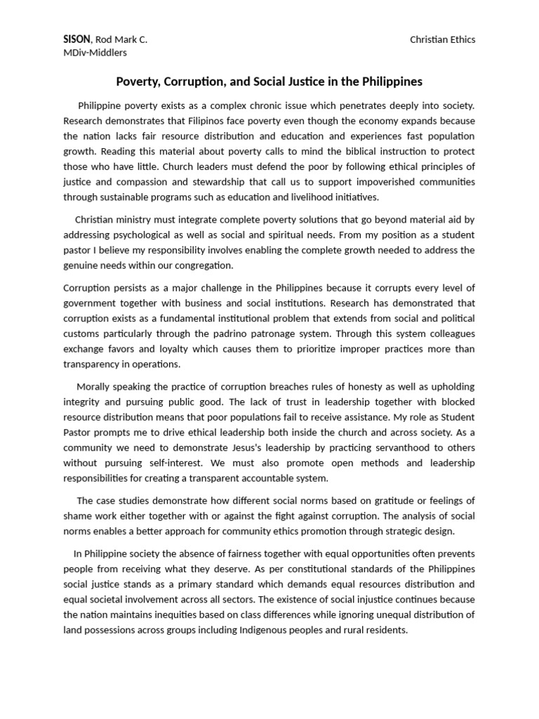 Sison Rod Mark C Week 16 Reflection | PDF | Social Justice | Justice