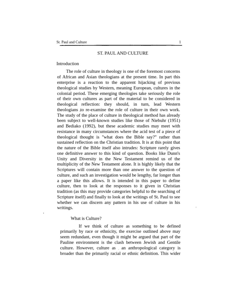 St. Paul and Culture | PDF | Paul The Apostle | Epistle To The Galatians