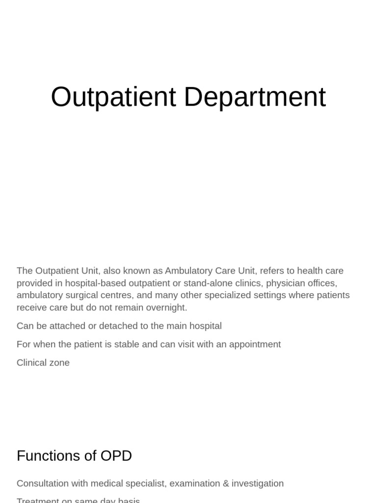 Outpatient Department | PDF | Patient | Hospital