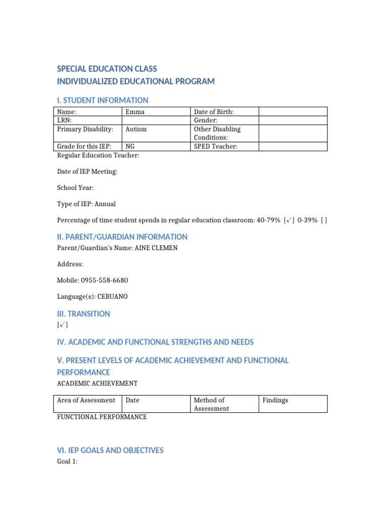 IEP_Template | PDF