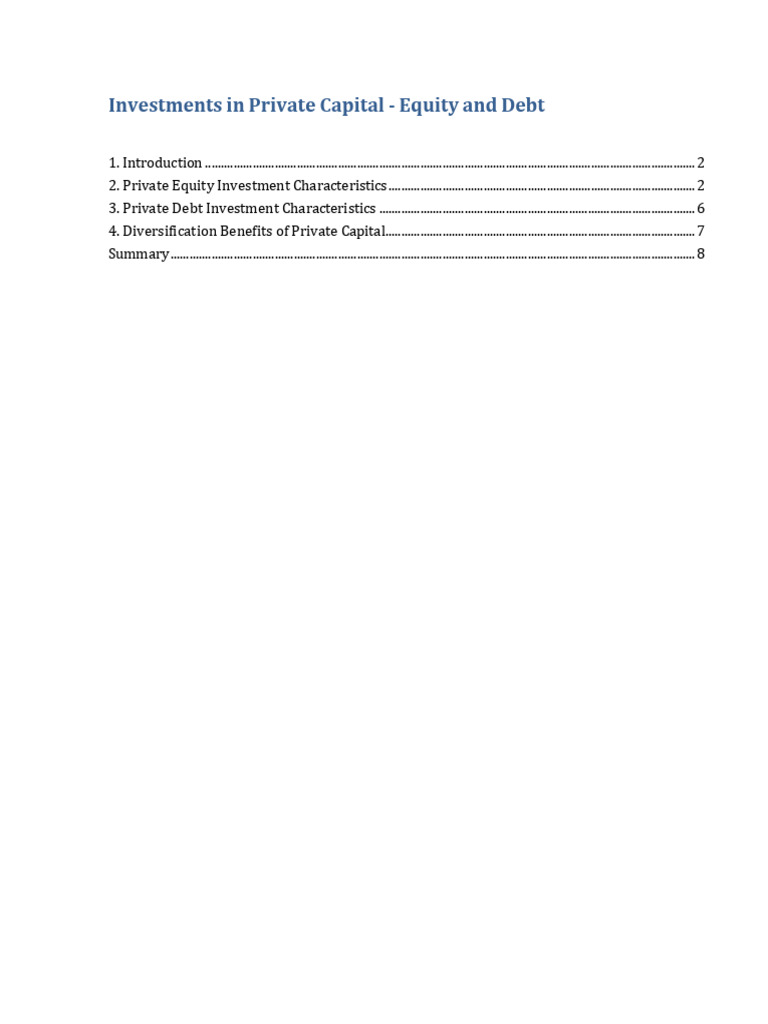 03_Investments in Private Capital - Equity and Debt | PDF | Private ...