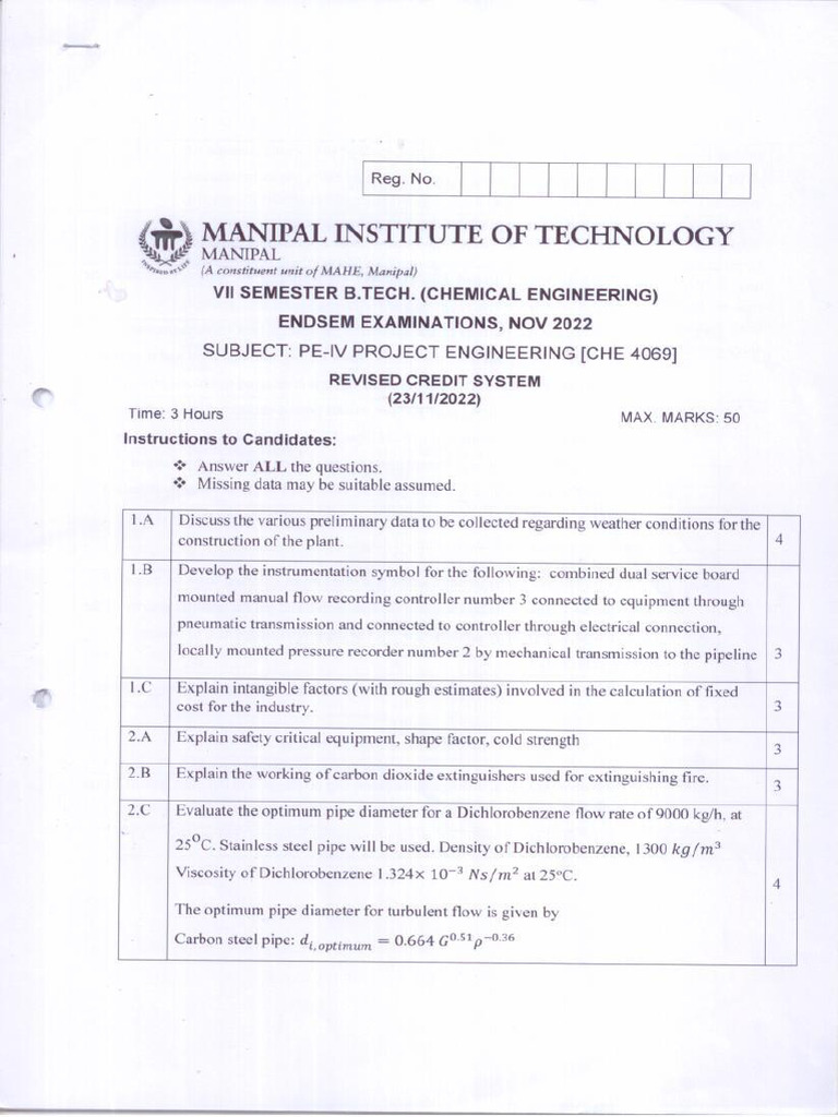 Project Engineering (CHE 4069) RCS | PDF