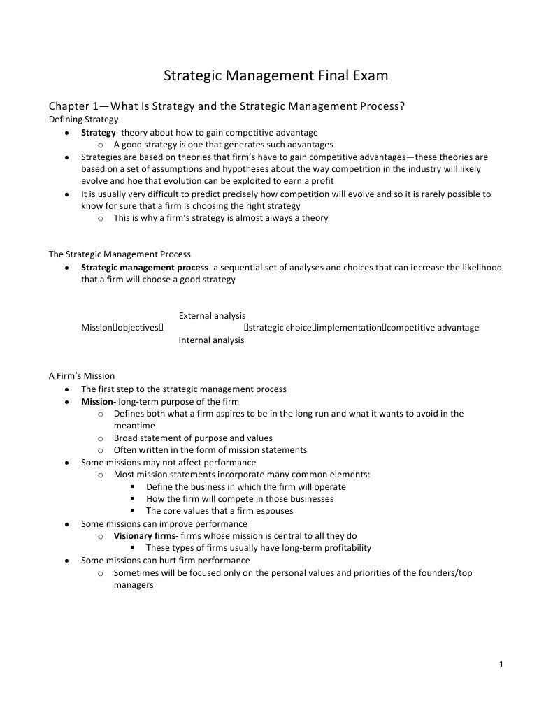 Strategic Management Exam Questions | PDF | Competitive Advantage ...