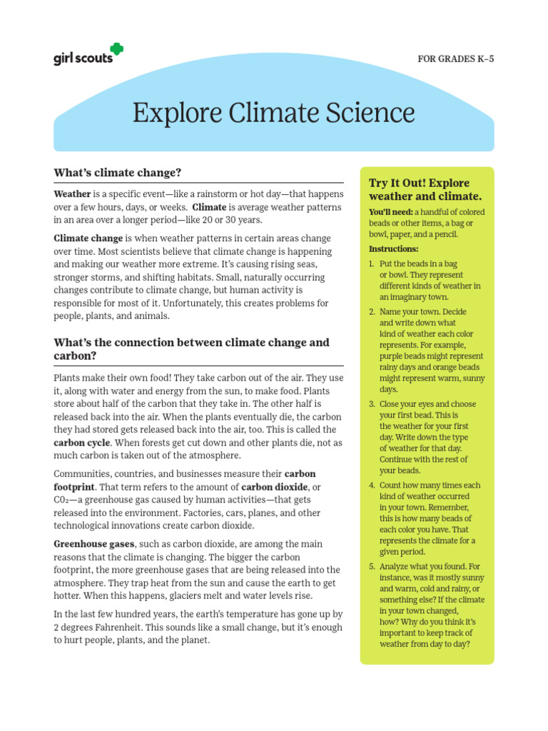 Climate Change Basics for Kids K-5 | PDF | Climate Change | Greenhouse ...