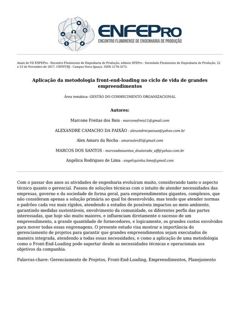 Front-End-Loading em Grandes Projetos | PDF | Gestão de projetos