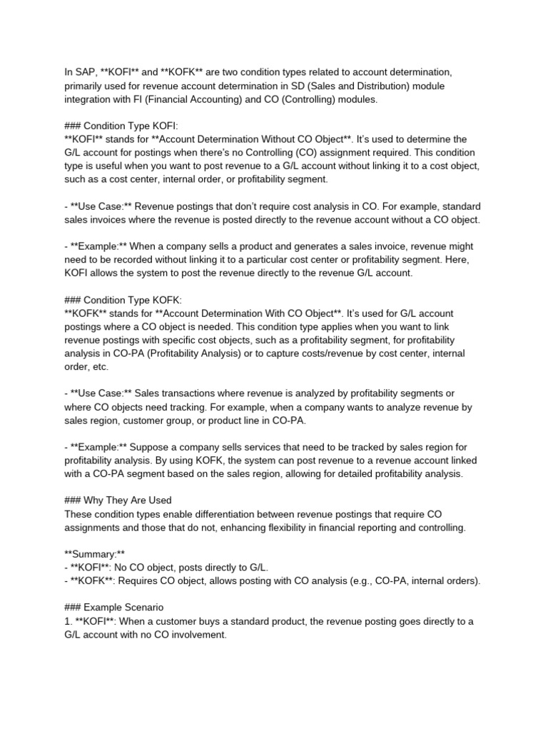 KOFI vs KOFK in SAP Account Determination | PDF | Debits And Credits ...