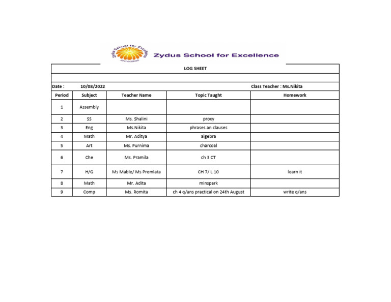 Log Sheet | PDF