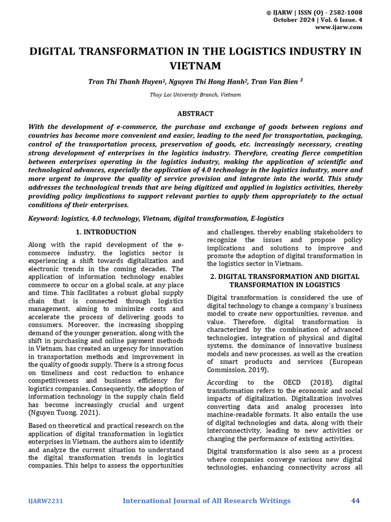 Digital Transformation in The Logistics | PDF | Logistics | Computer ...
