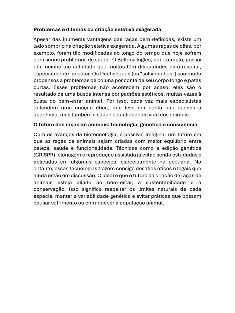 Problemas e Dilemas Da Criação Seletiva Exagerada | PDF
