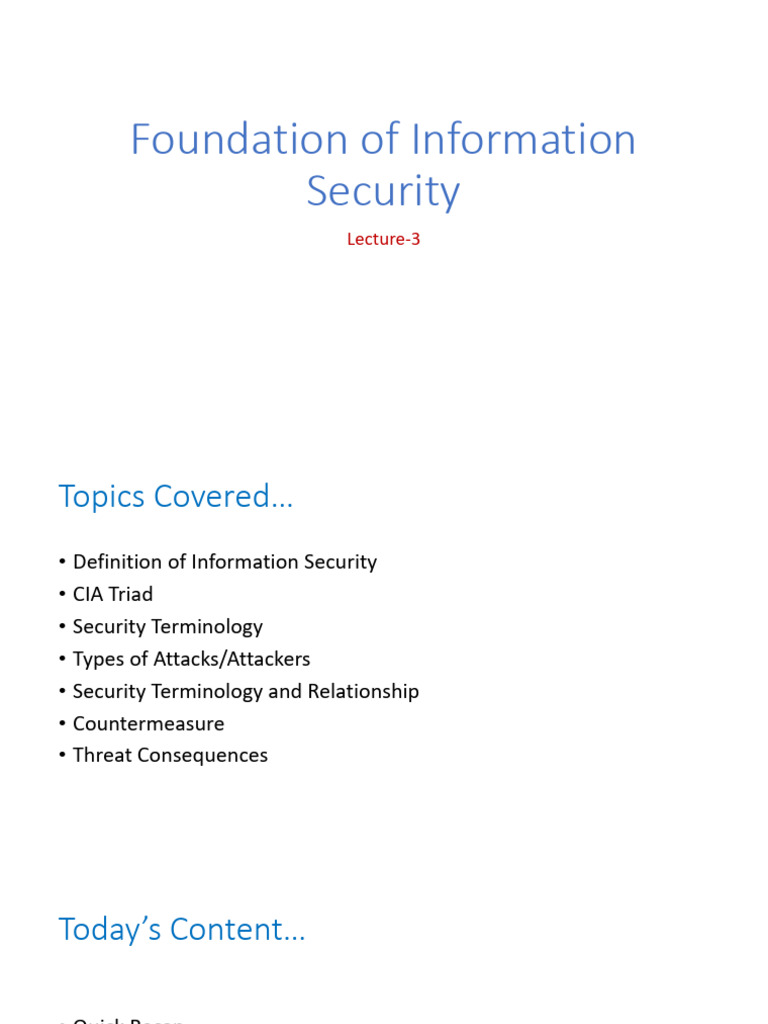 Foundations of Information Security Overview | PDF | Information ...