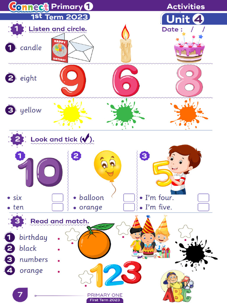 Primary One Activities 1st Term 2023 | PDF