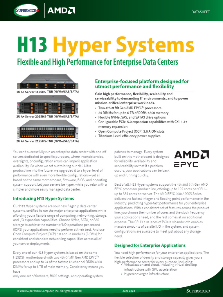 H13 Hyper Systems Datasheet Overview | PDF | Multi Core Processor ...