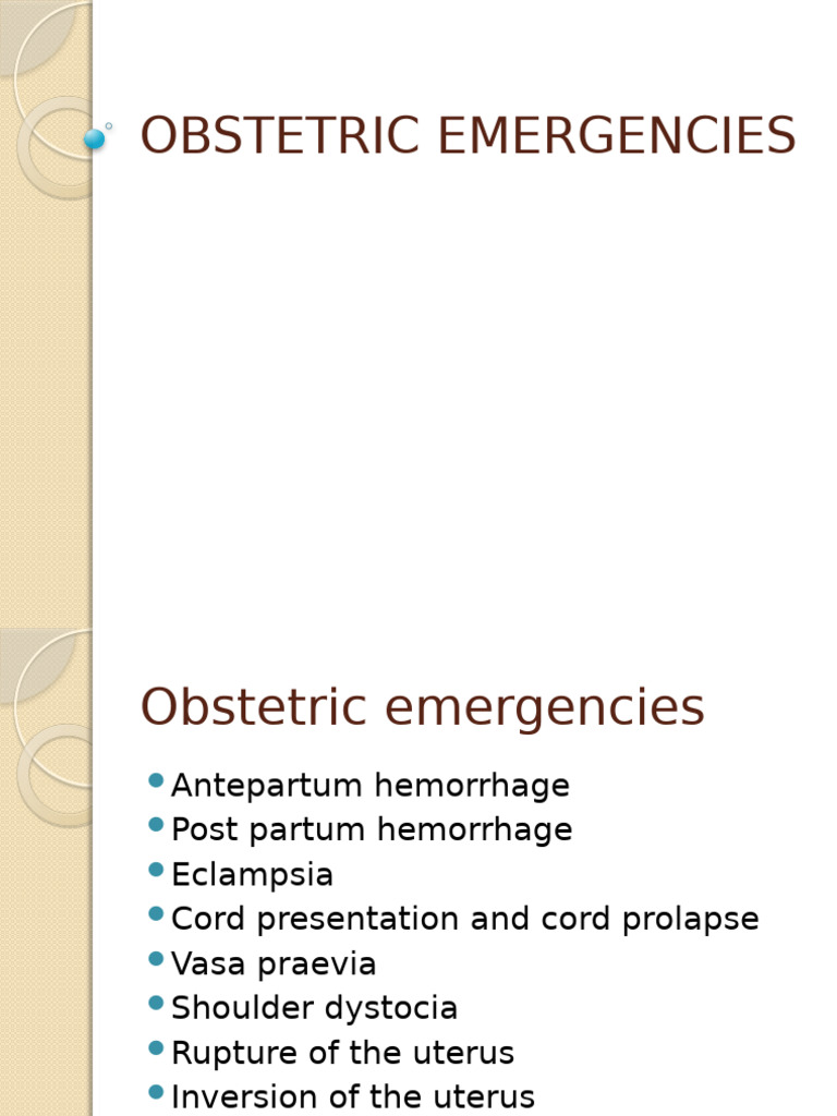 Obstetric Emergencies: Key Management Strategies | PDF | Childbirth ...