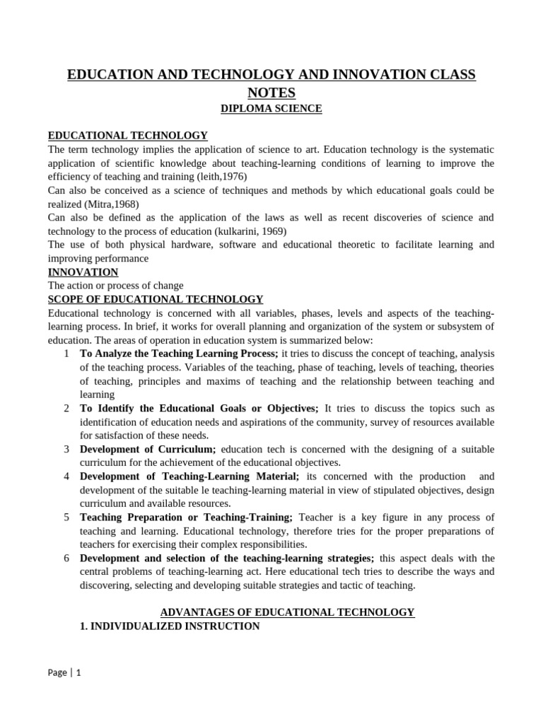 Unit 1-5 Ed Techno Inov - 080321 | PDF | Educational Technology | Learning