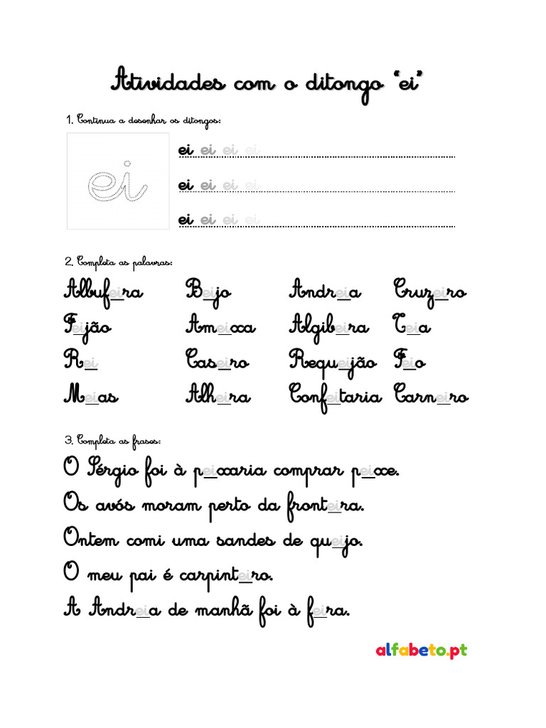 ABC 20 Ficha Atividades Ditongo Ei PDF | PDF