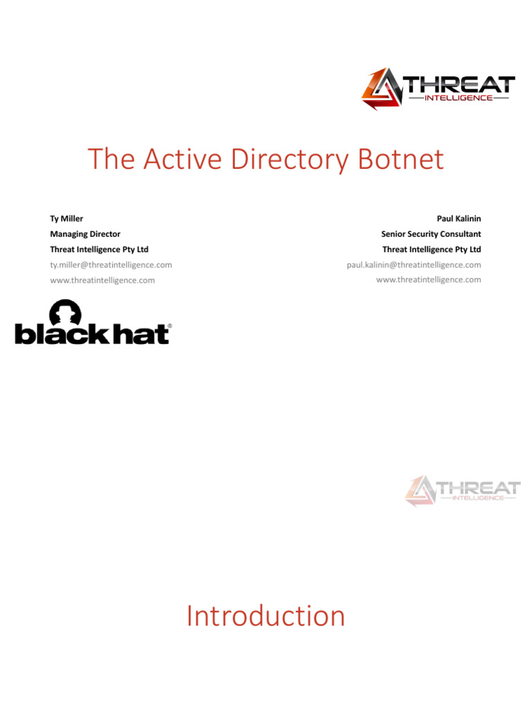 Active Directory Botnet Exploitation Guide | PDF | Computer Security ...