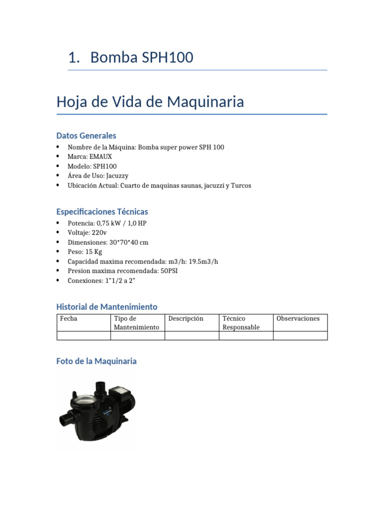 Bomba SPH 100 | PDF