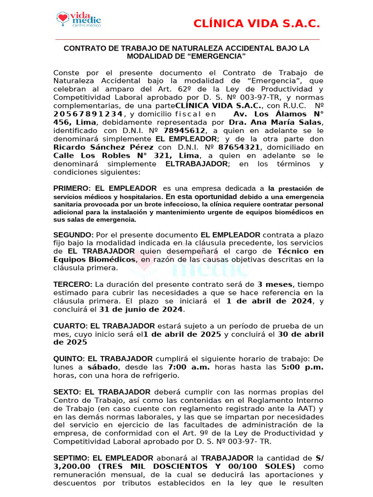Contrato de Trabajo por Emergencia | PDF | Derecho laboral