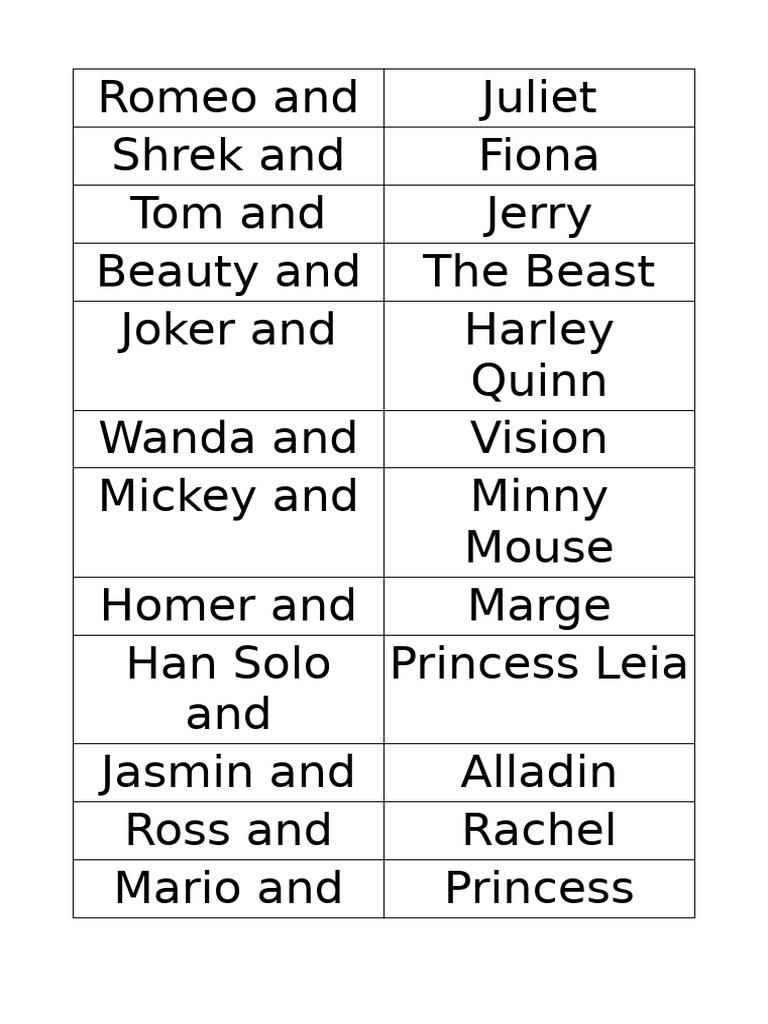 Valentine's Matching Names | PDF
