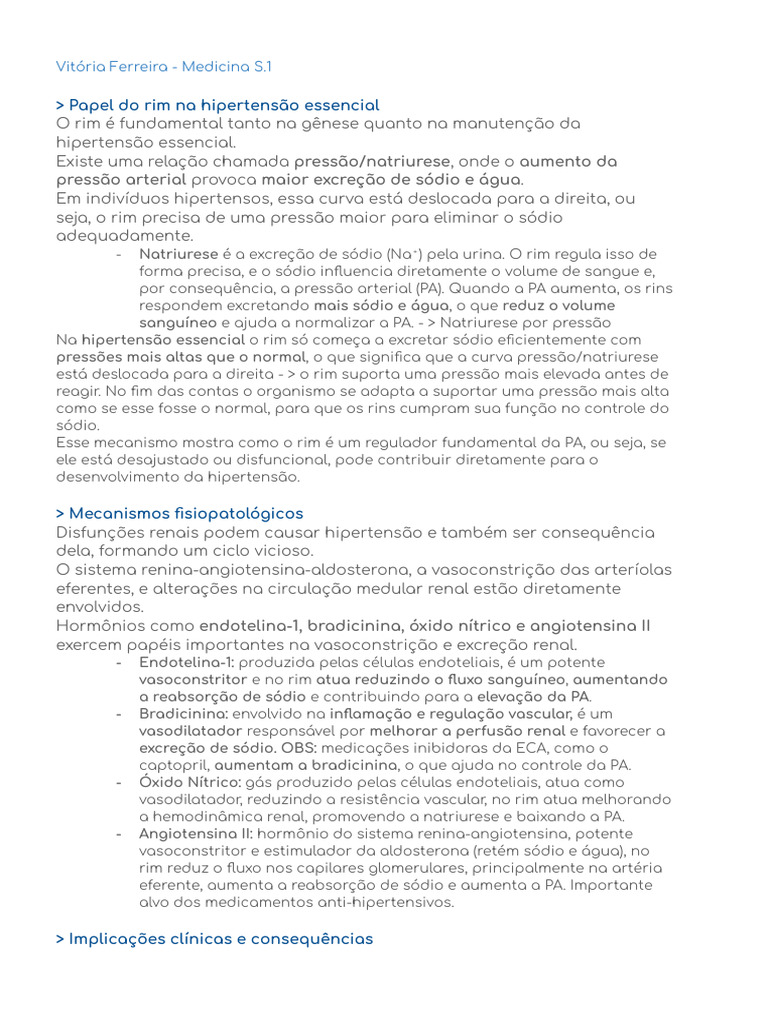 O Papel do Rim na Hipertensão Essencial | PDF | Rim | Hipertensão