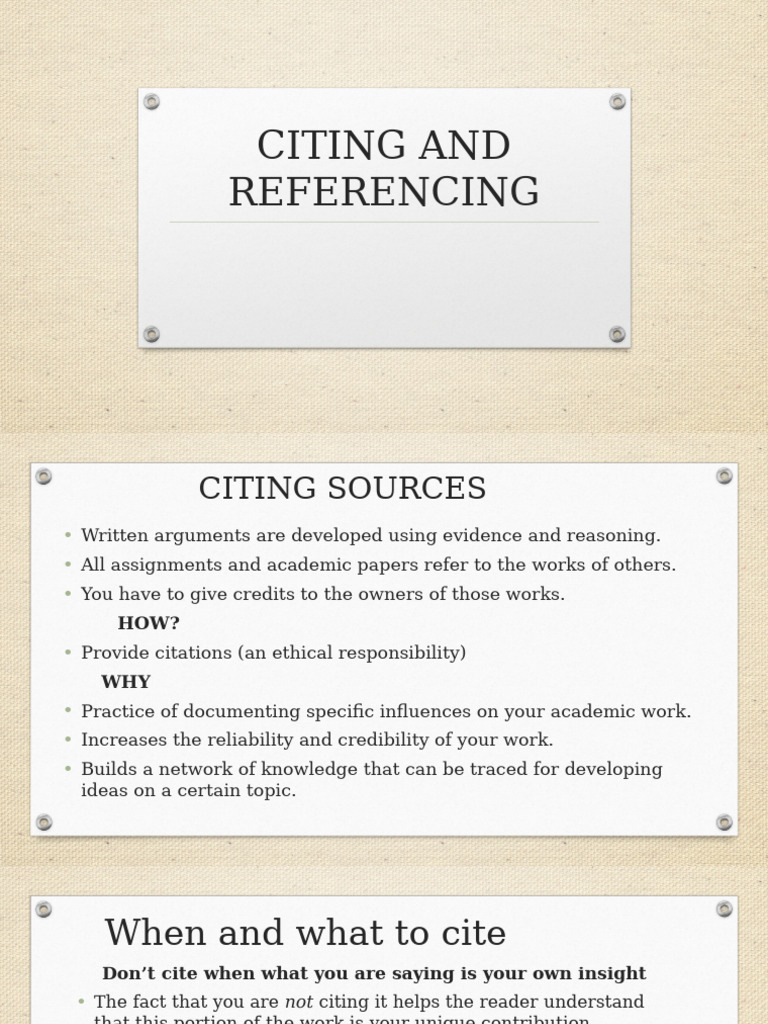 Citing and Referencing Sources Guide | PDF | Knowledge | Citation