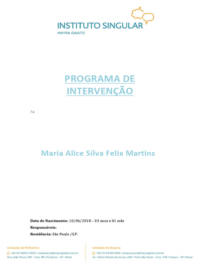 Programa de Intervenção para Maria Alice | PDF | Comunicação | Brinquedos