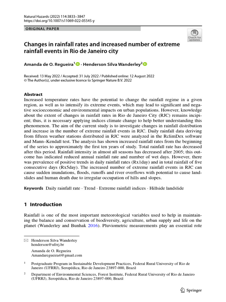 Changes in Rainfall Rates An - Henderson | PDF | Flood | Extreme Weather
