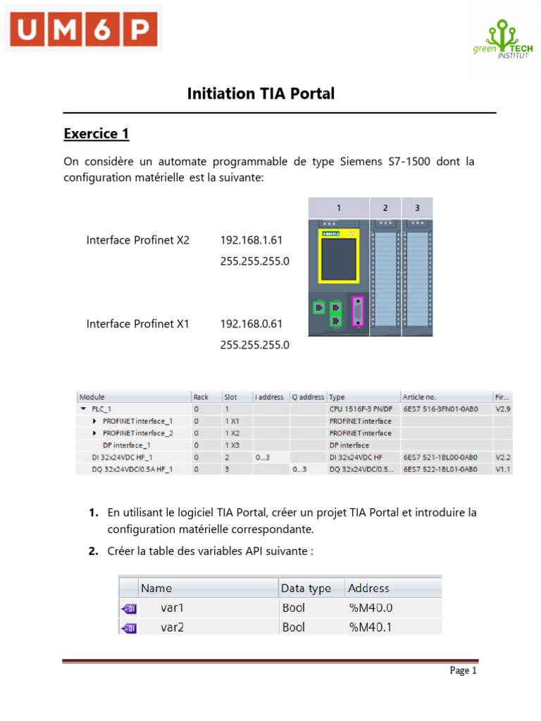 Exercices Pratiques sur TIA Portal | PDF | Automate programmable ...