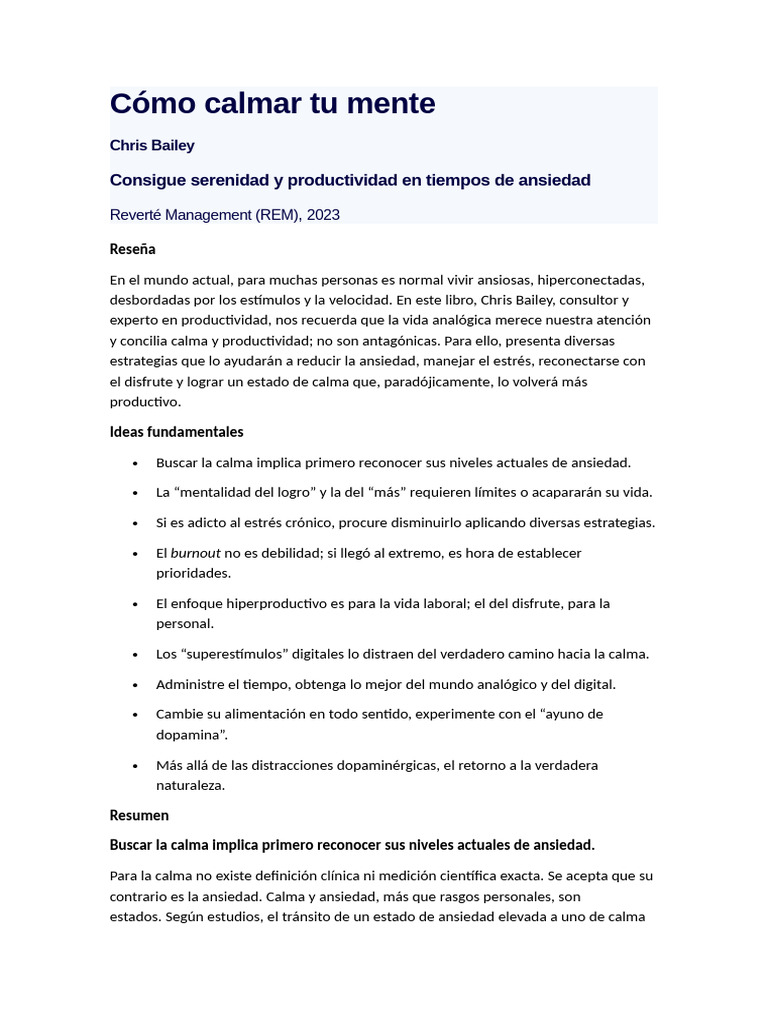 Cómo Calmar Tu Mente | PDF | Estrés (biología) | Ansiedad