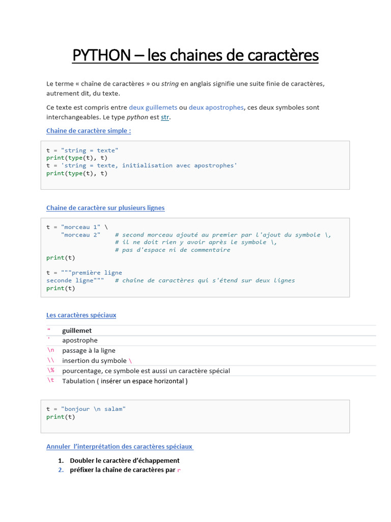 Chaînes de caractères en Python | PDF | Python (Langage de ...