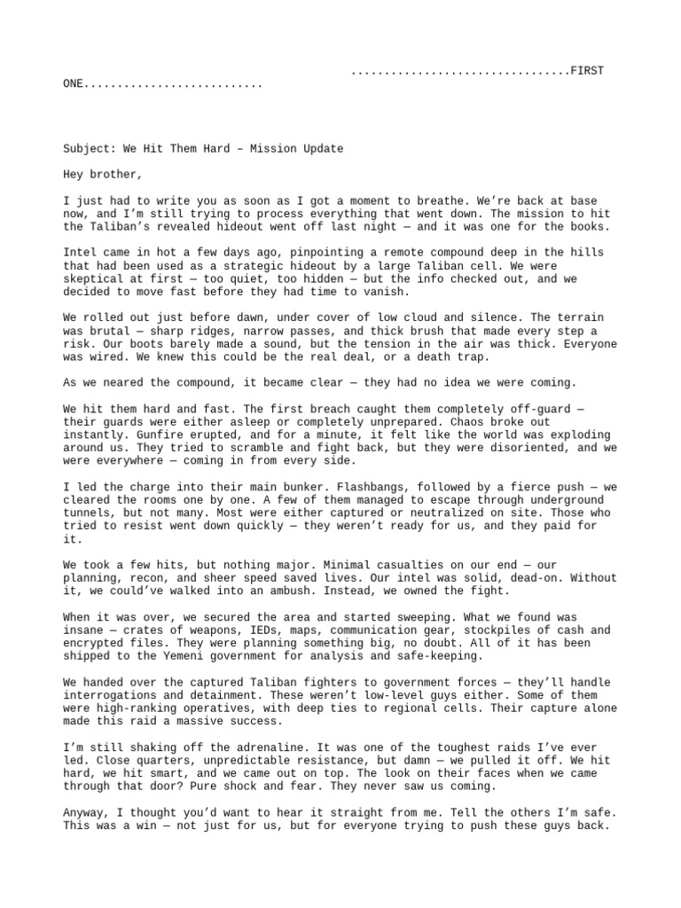 Taliban Hideout Raid Success Report | PDF